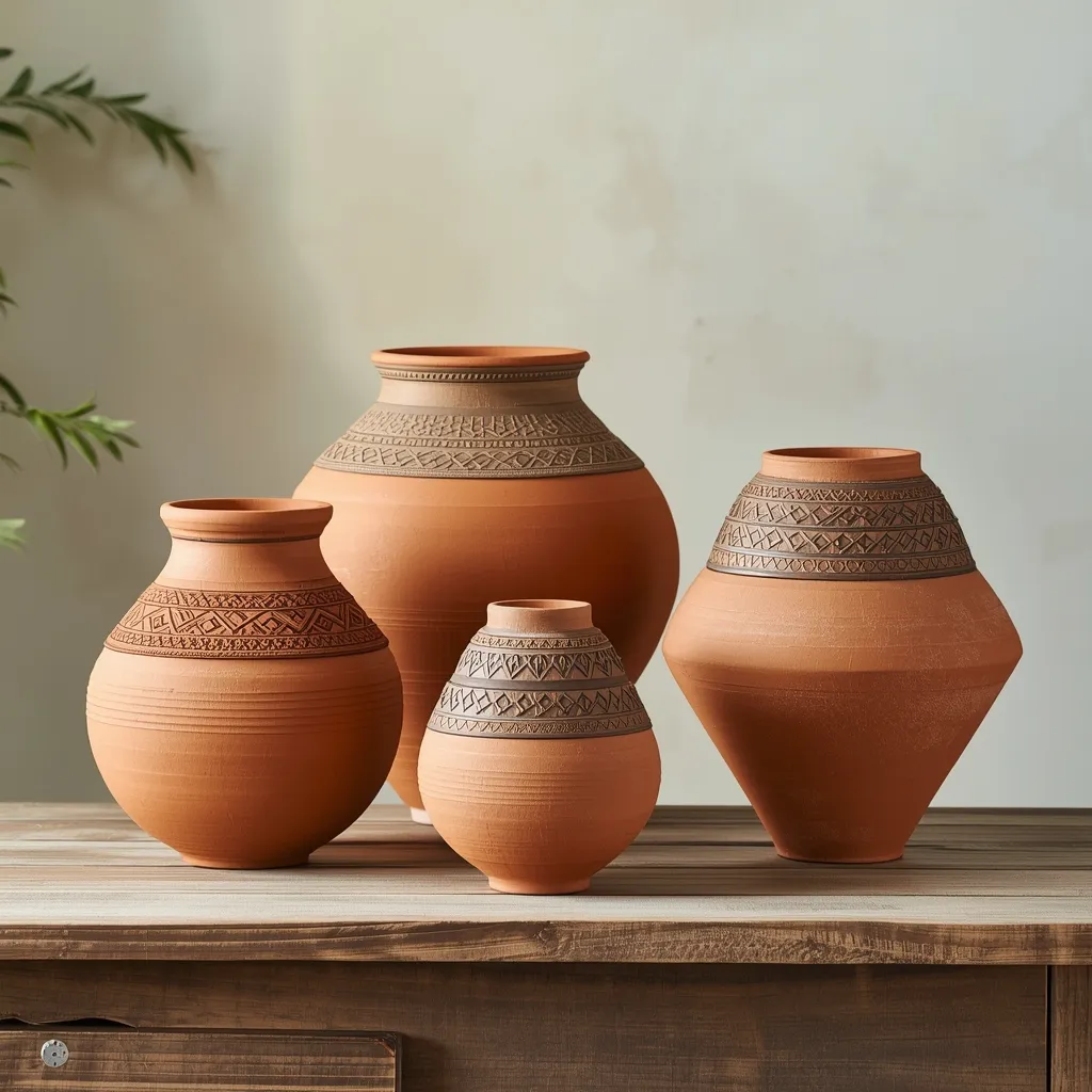 Terracotta Collection with four decorative pots